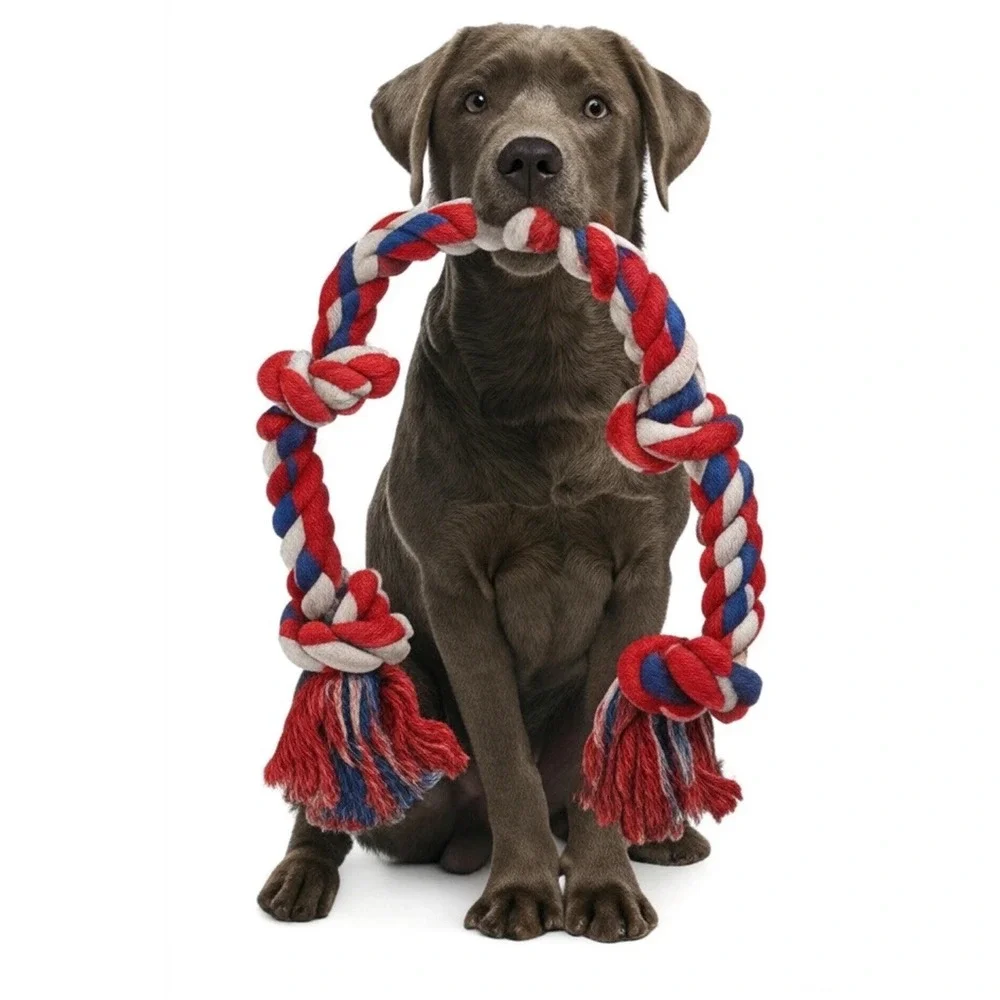 Heavy Duty 3FT Dog Rope Toy Medium Large Aggressive Chewers Tug Chew Red White B